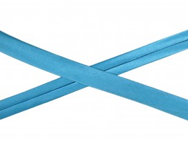 Satijn biaisband blue. 20mm breed. 100% pes