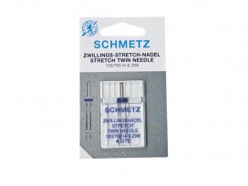 Schmetz tweeling naald voor stretch stof en dubbel stiksel. 130/705 H ZWI  Naalddikte 4,0/75  Doosje met 1 tweelingnaald