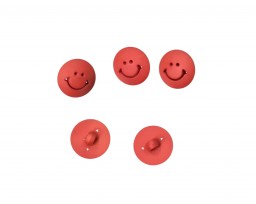 Smiley kunststof knoop Rood  13 mm doorsnee.  Op een steeltje