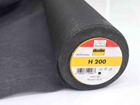 H200 Opstrijkbare plakvlieseline zwart 90 cm. breed Soepel en geschikt voor blouse en jurk