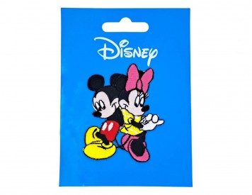 Mickey Mouse applicatie.  Mickey en Minnie Mouse  Opstrijkbare applicatie van ongeveer 6,5 x 5 cm 