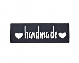 Applicatie Handmade Zwart met Witte tekst en hartjes  44361