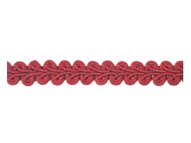 Chanelband warm rood  Breedte: 10 mm. Wordt meestal decoratief gebruikt voor bijvoorbeeld kleding, kussens, gordijnen,  etc