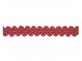 Chanelband warm rood  Breedte: 10 mm. Wordt meestal decoratief gebruikt voor bijvoorbeeld kleding, kussens, gordijnen,  etc