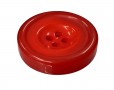 Mantelknoop 4 gaats  Rood, iets gemeleerd.  Doorsnee 34 mm  Dikke kunststof knoop met opstaande rand 8mm