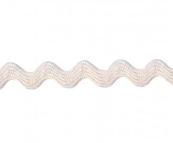 Zigzagband creme  Breedte ongeveer 9 mm. (Gemeten aan de buitenkant van de boogjes)  Het band is ongeveer 4 mm breed.  