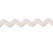 Zigzagband creme  Breedte ongeveer 9 mm. (Gemeten aan de buitenkant van de boogjes)  Het band is ongeveer 4 mm breed.  