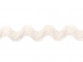 Zigzagband creme  Breedte ongeveer 12 mm. (Gemeten aan de buitenkant van de boogjes)  De golf is ongeveer 6 mm breed.  