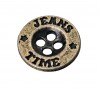 Jeansknoop van metaal.  Oudgoud  Met de woorden: Jeans Time  Doorsnee ongeveer 18 mm.