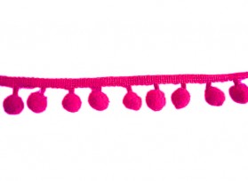 Bolletjesband pompom  Fluor Pink