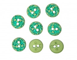 O knoopje lime met bloempjes 12mm  888