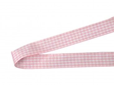 Boerenbont sierlint Roze/wit geruit  25 mm breed  100% polyester