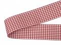 Rood/wit geruit sierlint 2.5 cm breed. 100% polyester boerenbont sierlint met bb ruitjes